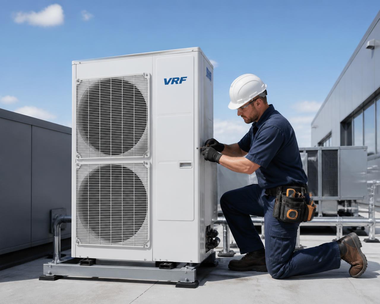 VRF klima dış ünitesi montajı yapan Sönmez Teknik teknik servis ekibi